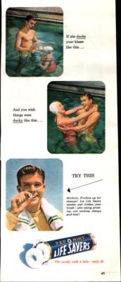 1947 LifeSavers Life Savers PepOMint Cany Couple in Pool Vintage Print Ad 618