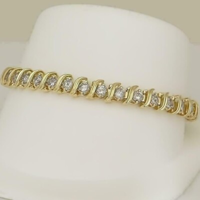 10 CTW Round Certified Moissanite Women's Tennis Bracelet 14K Yellow Gold Plated