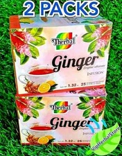 2 Boxes Te de Jengibre Ginger Tea (Zingiber officinale) 50 Bags 0.05oz Black Tea