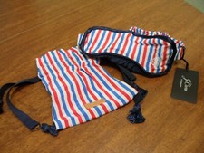 J Crew Eye Mask Sleep Mask Striped NEW WITH TAGS EMBROIDERED ESA W/Bag