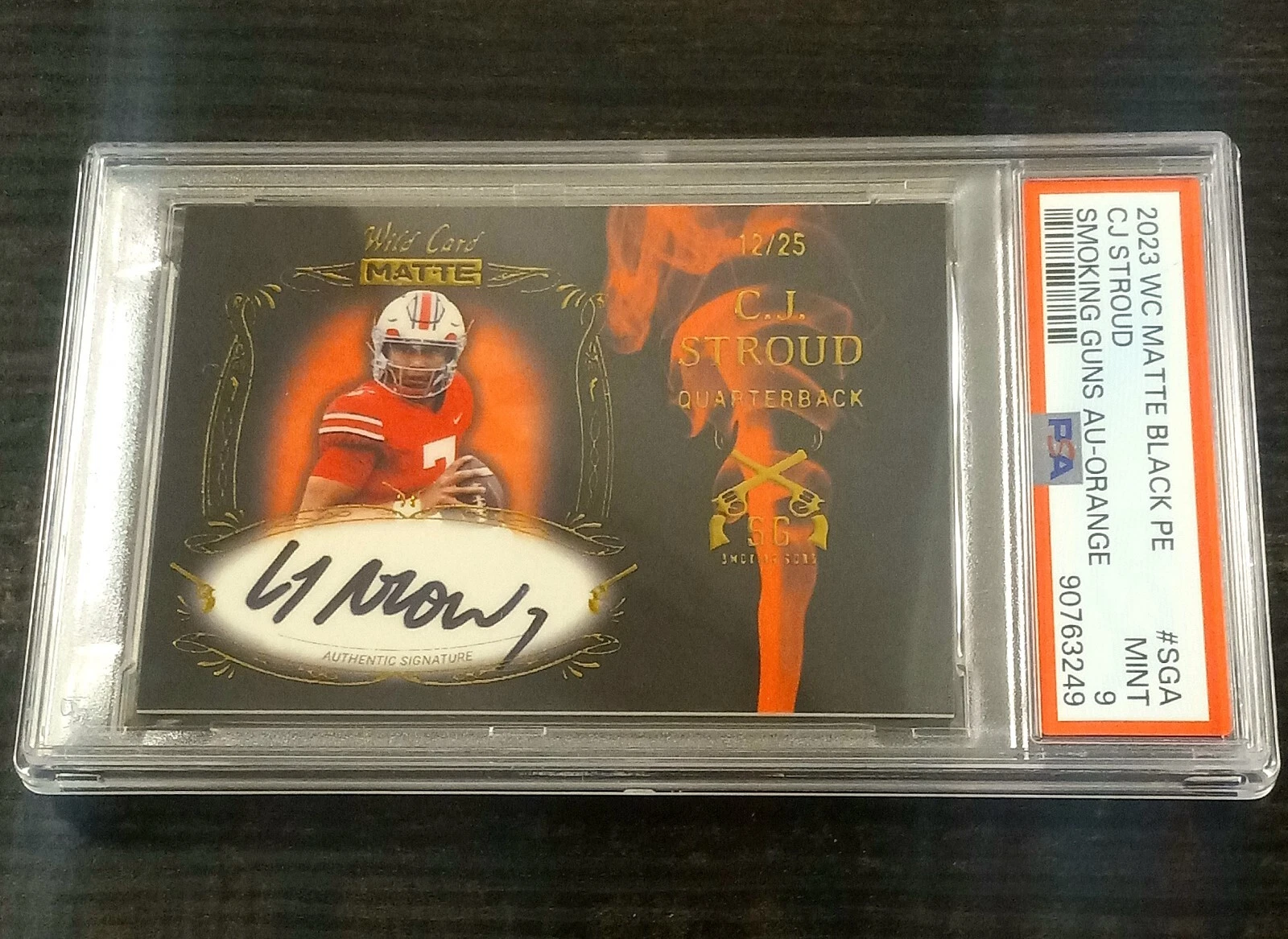 CJ Stroud Wild Card Matte Black Premium Edition Smoking Guns Autographs #SGA Orange