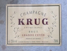 Champagne Krug Brut Grande Cuvee Reims France Vintage French Framed Metal Sign