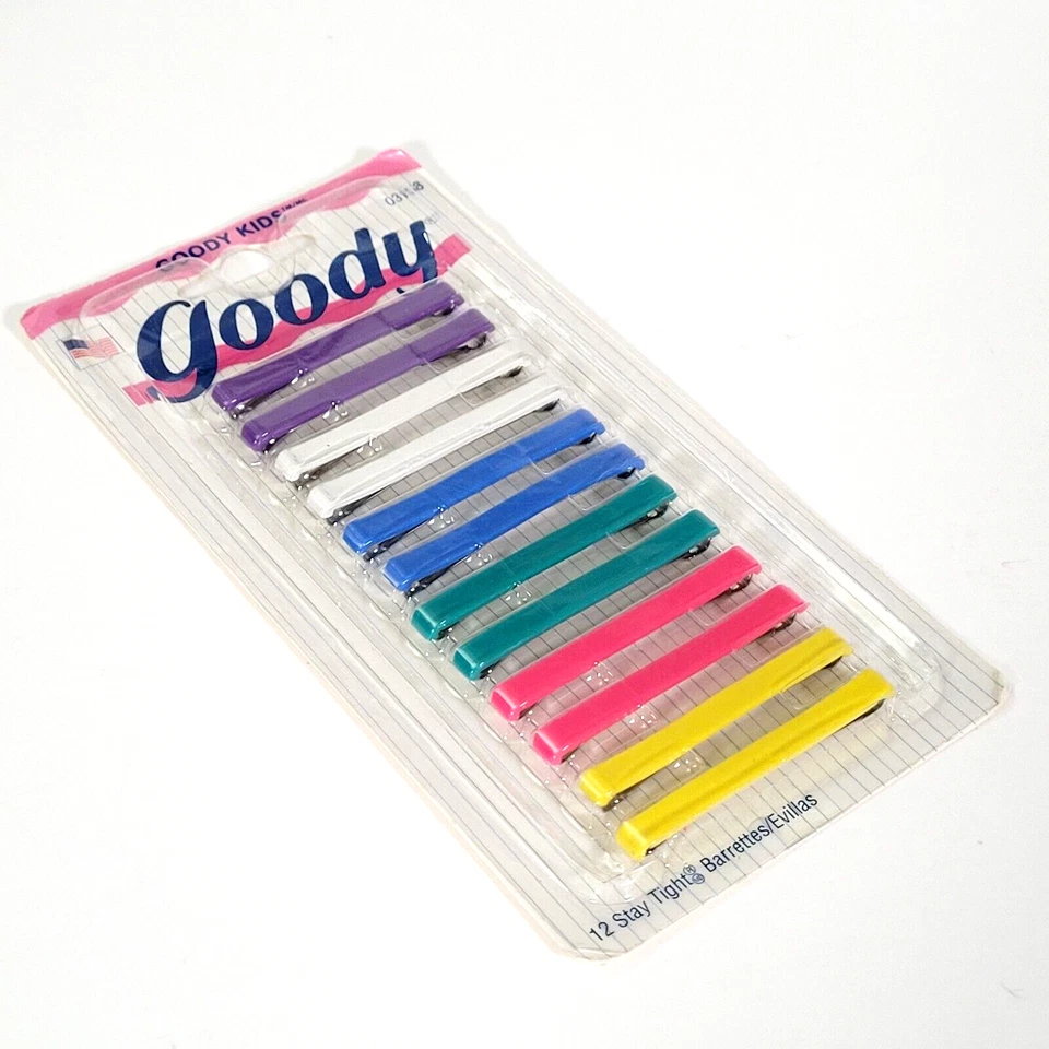 DE COLECCIÓN GOODY KIDS STAY APRETADO 2.5" PASADORES DE PELO #03158 PAQUETE DE 12 AÑOS 90 EE. UU. NOS Foto 4 de 4