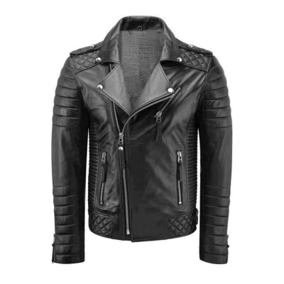 Men's Genuine Lambskin Leather Bikers Jackets Custom Made