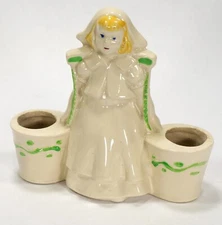 Vintage Dutch Girl Double Bucket Pottery Planter - Dutch Girl Planter - Planter