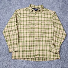 ExOfficio Shirt Mens Medium Green Plaid Flannel Outdoor Lightweight Western