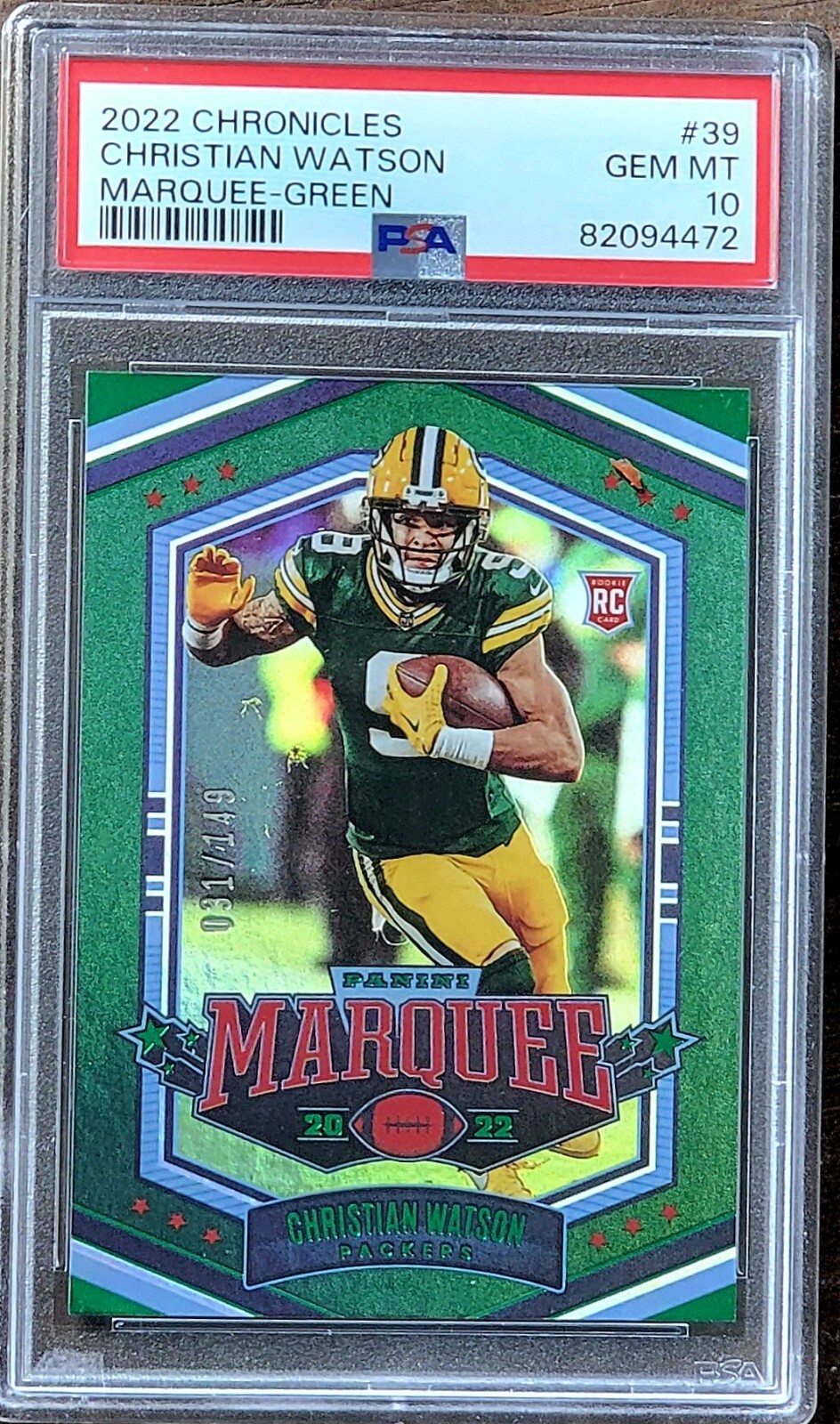 Christian Watson Panini Chronicles Marquee #39 Green