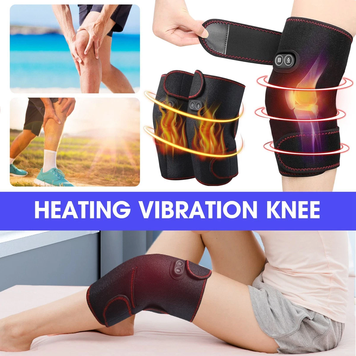 Knee Joint Electric Heating Vibration Legs Massager Brace Massage