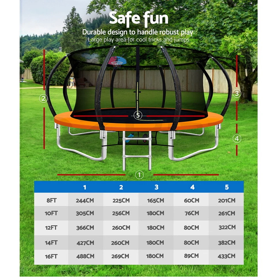 Everfit 8/1012/14/16FT Trampoline for Kids Rebounder Enclosure Safety Net Orange - image 3 of 4