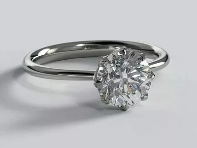 4CT Round Cut Real Moissanite Solitaire Engagement Ring 14K White Gold Plated