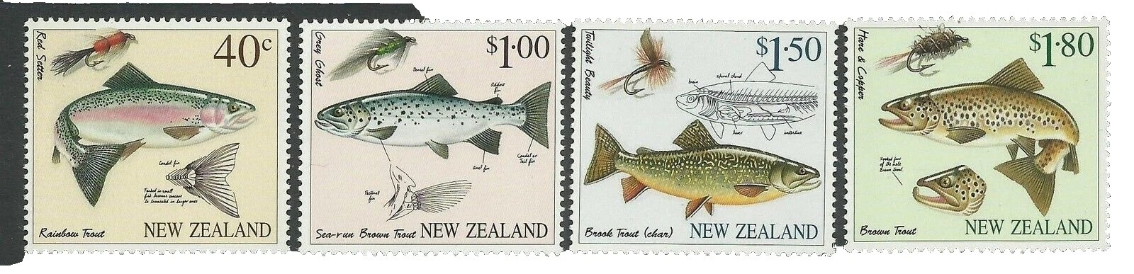 Mint Never Hinged/MNH Fishing New Zealand Stamps