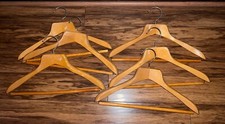 VINTAGE COAT HANGER LOT OF 6 HANGERS THICK WOOD FROM POLAND