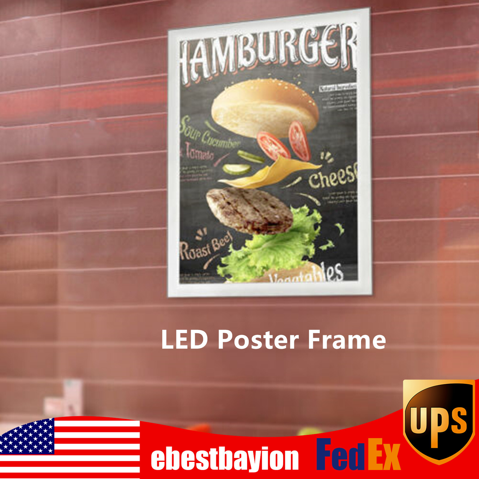 LED Movie Poster Frame LED Light Box Wall Mount Photo Menu Display Sign Holder