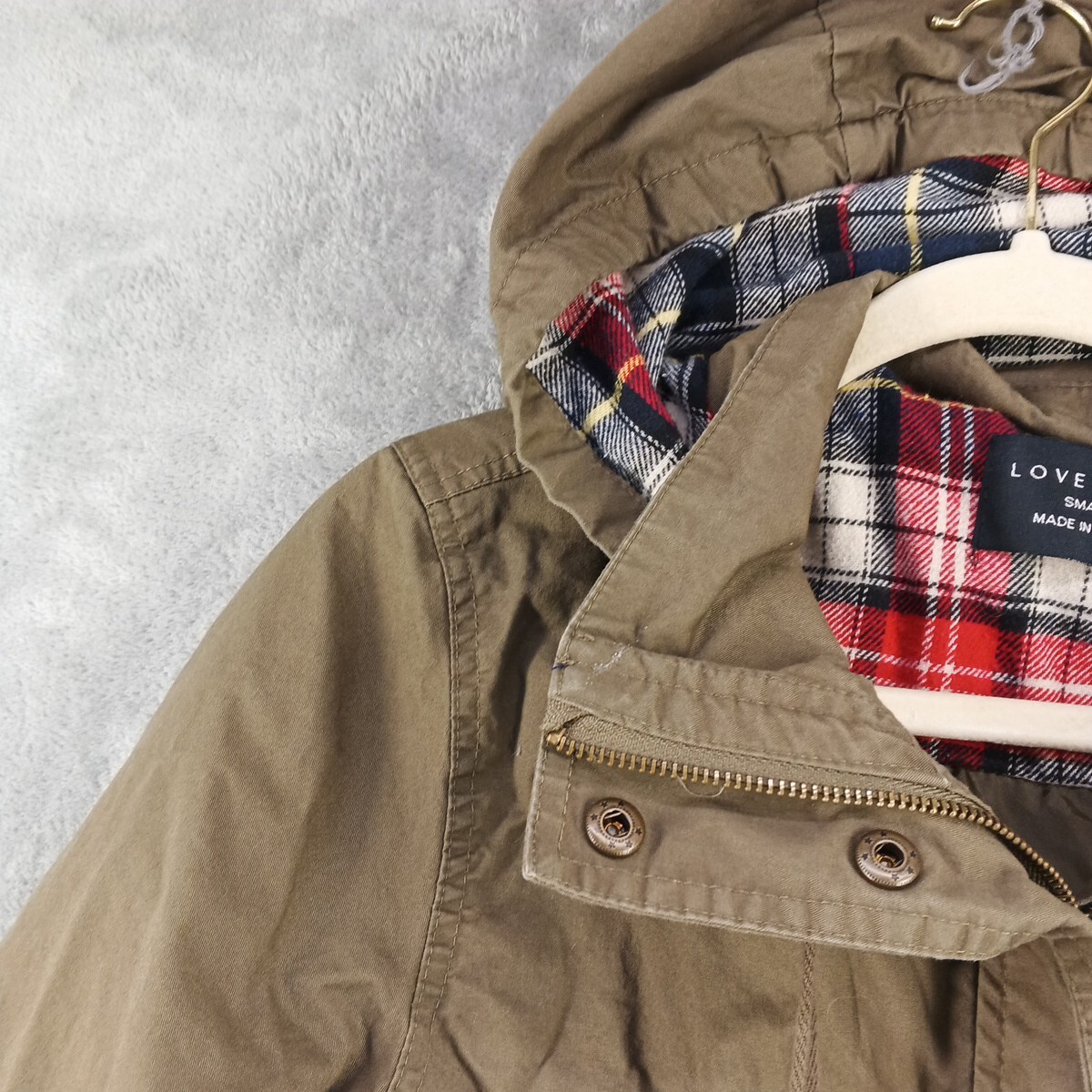 LOVE TREE Hoodie Jacket S(4-6) Full Zip Plaid Lined Hood LOVE TREE Hoodie Jacket S(4-6) Full Zip Plaid Lined Hood