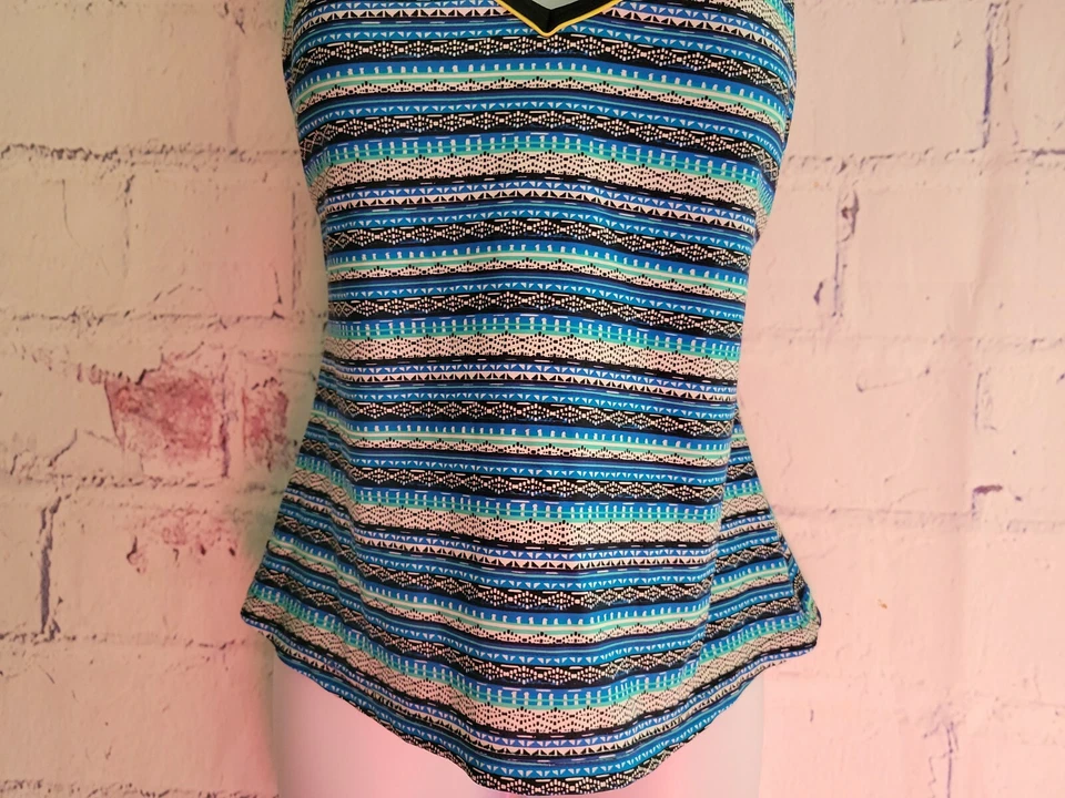 Traje de baño South Point Tankini Top talla 10 multicolor cuello en V correas convertibles Foto 4 de 4