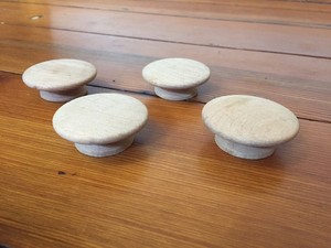 Lot Set 4 Unfinished Round Maple Hardwood Wooden Wood Drawer Pulls