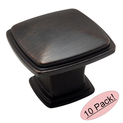 *10 Pack* Cosmas Cabinet Hardware Oil Rubbed Bronze Square Knobs #4391ORB