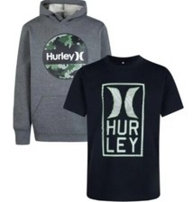Hurley Hoodie and T-Shirt Set Boy s Size 18/20 Gray/Black Pullover NWT