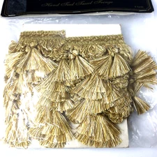 Hand Tied 2.5" Tassel Fringe Trim Gold Beige India New Lot of 6 Yds