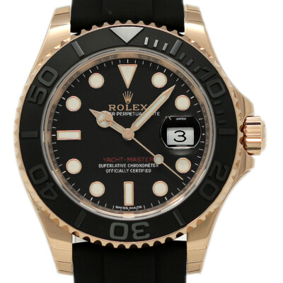Rolex New Yacht-Master 116655 Black 18K Everose Gold Rubber Box/Warranty #RL155