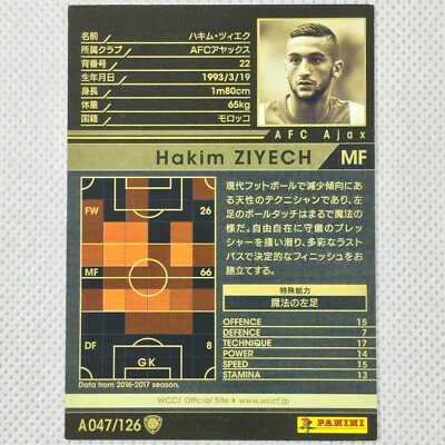 Panini WCCF 2016-17 Rookie Card Hakim Ziyech Ajax A047 Chelsea