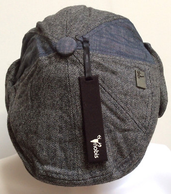 NWT Nobis Gwendolyn Wool Blend Eight Quarter Newsboy Button Flat Cap Black OS