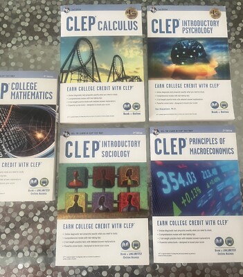 REA CLEP Guide Lot NEW Books: Psych, Calculus, Macro, Sociology, College Math