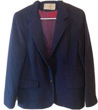 Vintage Nor  wester Made in USA Navy Blue Wool Blend Blazer Jacket Size 15-16 