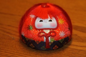 Vintage Red Silk and Satin 3.5 inch Japanese Pin Cushion