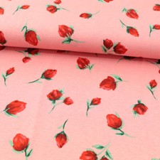 50cm Designer Jersey Stoff weich leicht Rose für Sommer T-Shirt Kleid - Viskose