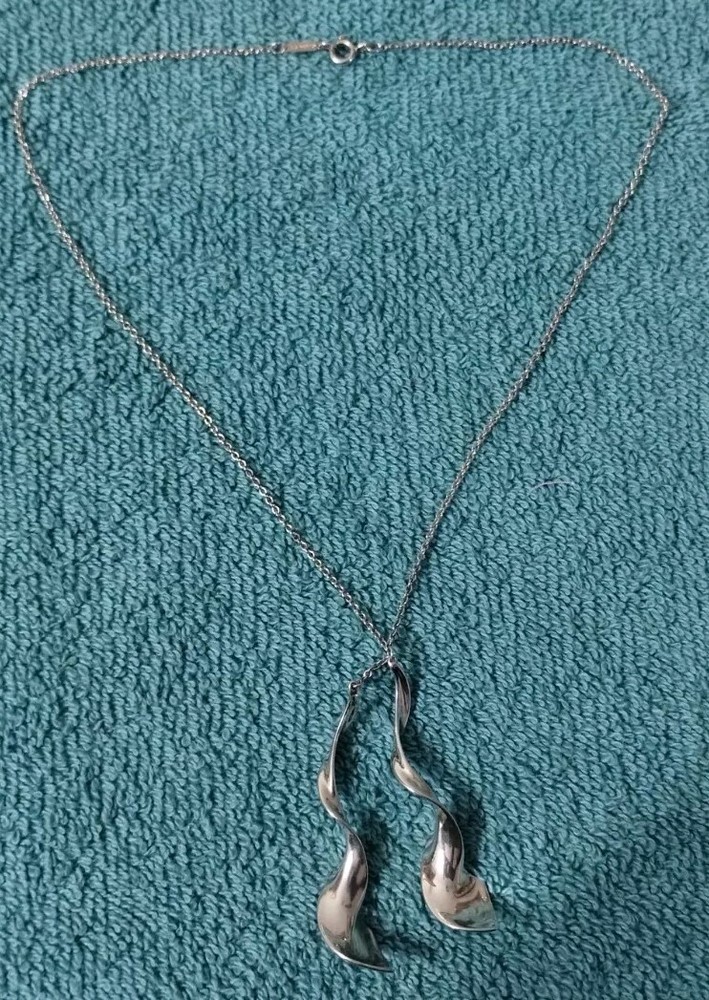 Tiffany & Co. Frank Gehry Orchid 2 Drop Necklace Ladies Accessories Silver