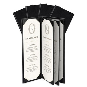 WeChef 5 Pack Leather Menu Covers 4.25"x14" 4 Page 6 View Angle Corner Wine List