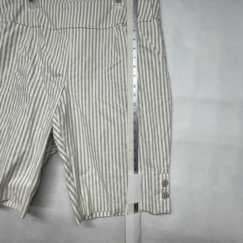 Pull On Shorts Damen 20W khaki weiß gestreift Bermuda Knopfdetail modern - Bild 4 von 9