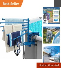 Elegant Stainless Steel Pool Towel Rack with 6 Swivel Bars for Outdoor Pools