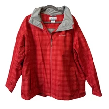 Columbia Interchange Women’s 3X Omni Tech Waterproof Breathable Red Plaid Jacket