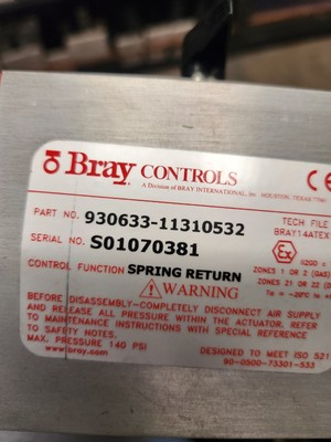 Bray Valve 930633-11310532 Spring Return Pneumatic Actuator