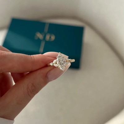 2 Carat Marquise E VVS2 Lab Grown Diamond Unique Nature Inspired Engagement Ring