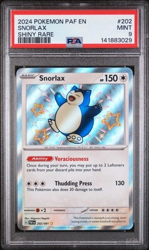 2024 POKEMON PAF EN-PALDEAN FATES SHINY RARE #202 SNORLAX PSA 9