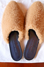 NEW Jenni Kayne Shearling Mules Shoes Tan Sz 39 US8.5/9 Retail Price 425