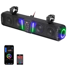 KEMIMOTO Upgraded UTV Sound Bar Midnight 60 26" Marine Speakers RGB Waterproof