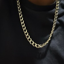 Stainless Steel Diamond Curb Cut Chain Necklace 10 MM - 24INCHES