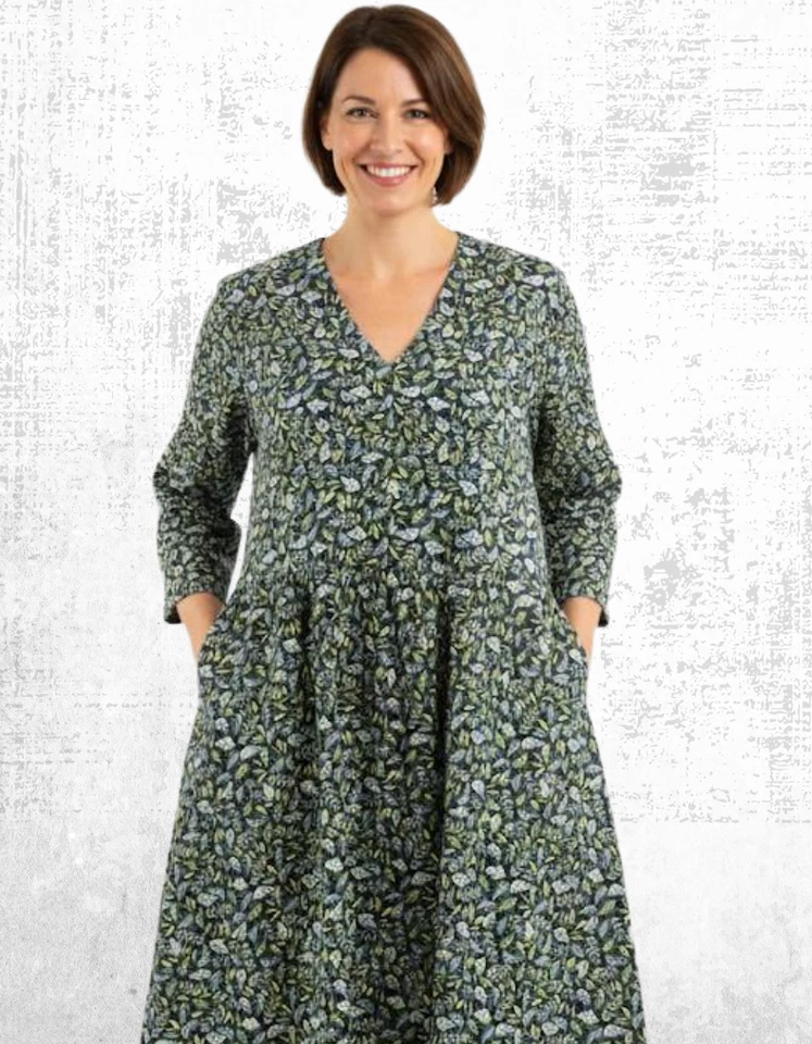 Women’s Seasalt Jersey Dress ¾ Sleeve V Neck Cotton Foliage Maritime Cotton - Image 4 of 4