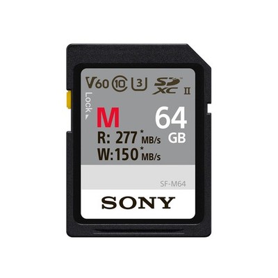 Sony 64GB M Series UHS-II SDXC Class 10 Flash Memory Card U3 277 MB/s SF-M64/T2