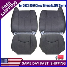 2003-2007 For GMC Sierra Driver+Passenger Bottom-Top Dark Gray Cloth Seat Cover