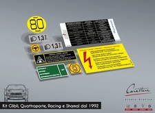 KIT ADESIVI MASERATI GHIBLI RACING SHAMAL QUATTROPORTE anni '90 - 9 adesivi