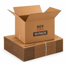 Medium USA Moving Boxes 18"L x 14"W x 12"H Corrugated Cardboard Box Set 10-Pack