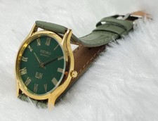 Seiko Slim Roman Numerals Quartz Men's Vintage Wrist Watch Green Dial