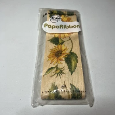 NOS Vintage 1990s Paperibbon Sunflower Paper Ribbon 6 Yards Floral Craft Decor - Image 1 of 4