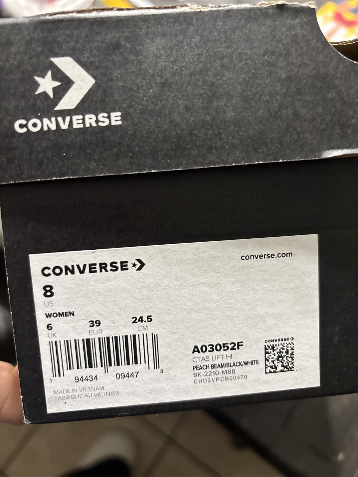 size 8 women’s converse peach beam/black/white high top platforms thumbnail 2