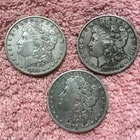 MORGAN SILVER DOLLAR COINS. LOT OF 3 CIRCULATED    PRE. 1921  LOT # 1